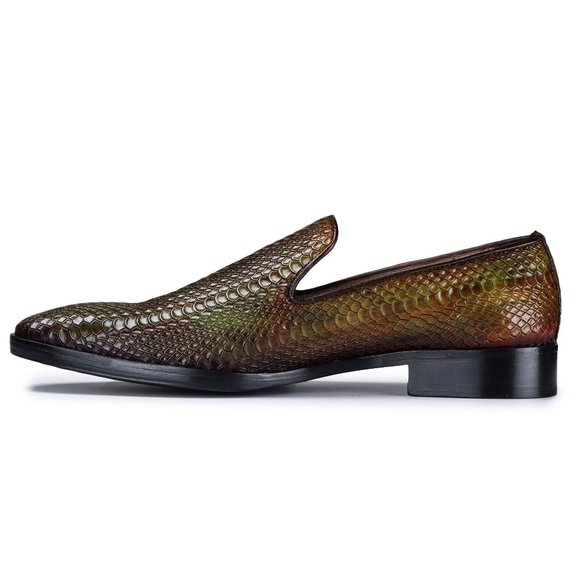 Bashwood Handmade Snake Pattern Leather Loafers - Picture 4 of 5